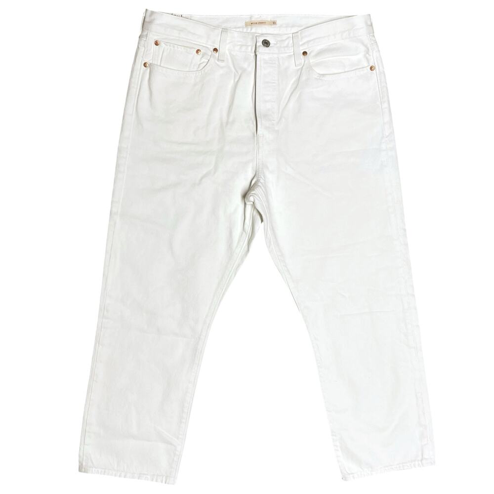 LEVI'S Wedgie Straight Premium 100% Cotton Denim White Button-Fly Jeans Size 33